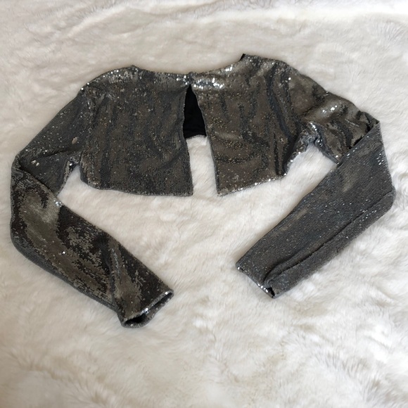 Zara Long-Sleeve Sequin Crop Top - Picture 5 of 9